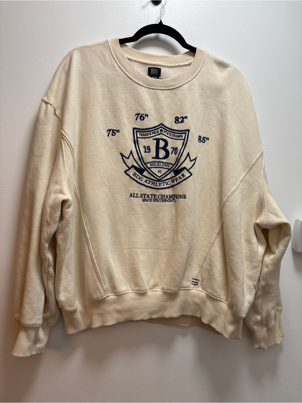 BDG Urban Outfitters Black and Cream Branded Sweatshirt Track and Field Academia